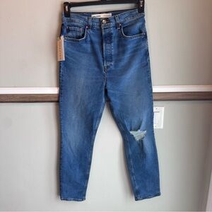 GRLFRND Jeans The Piper High Rise Stretch Slim Crop Button Fly Distressed​